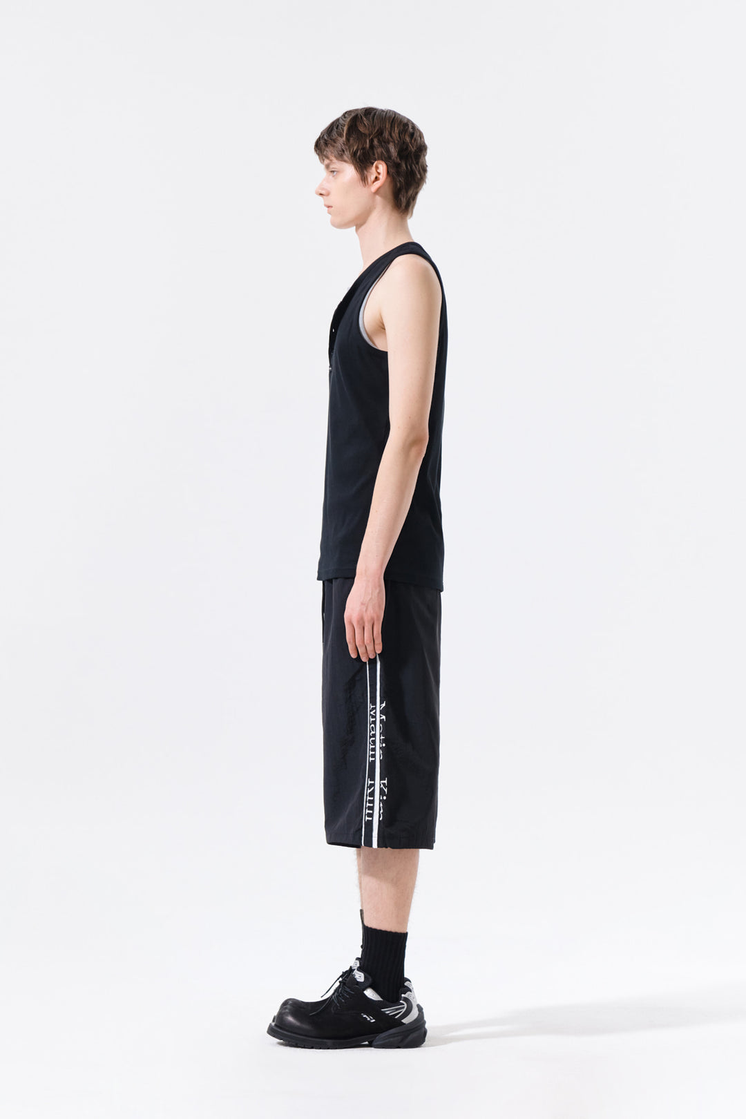 Matin Kim Side Logo Bermuda Track Pants — Black