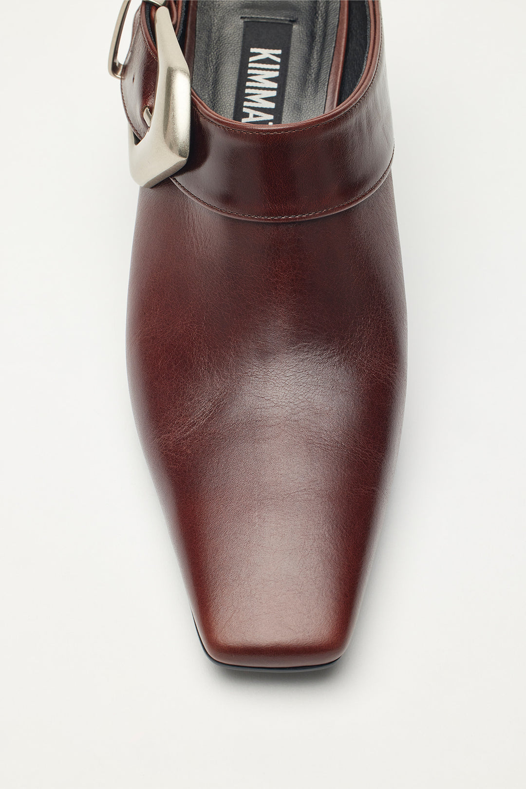 KIMMATIN Bold Buckle Leather Mule — Brown