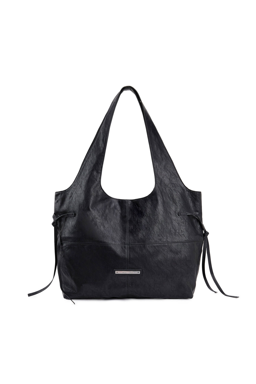 Matin Kim Side String Leather Shoulder Bag — Black