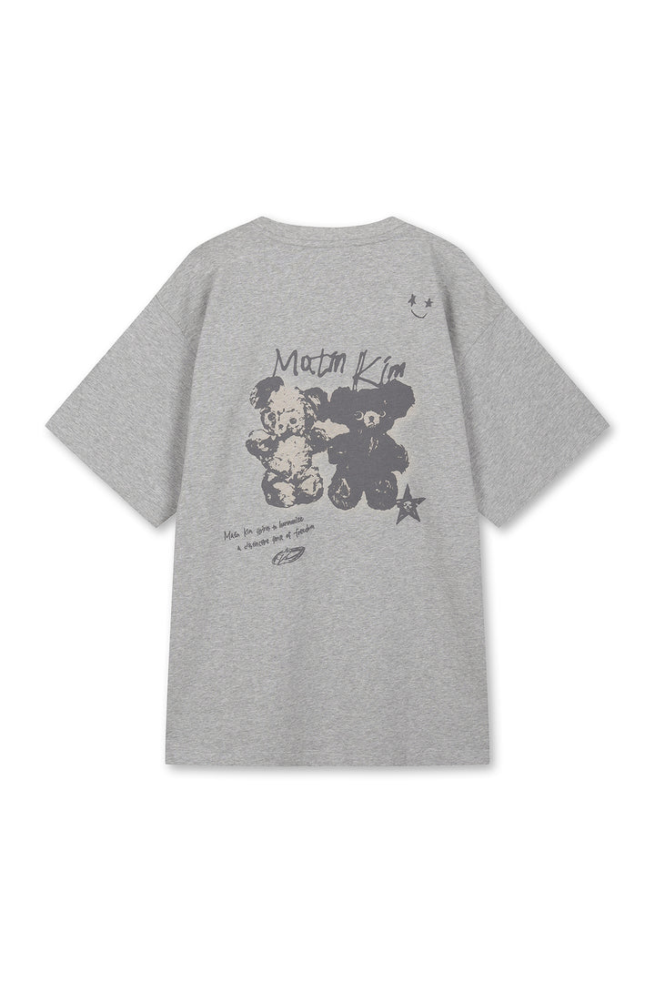 Matin Kim Animal Graffiti Graphic Oversize Top — Gray