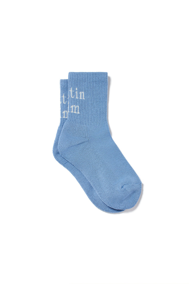 Matin Kim Big Logo Crew Socks — Blue