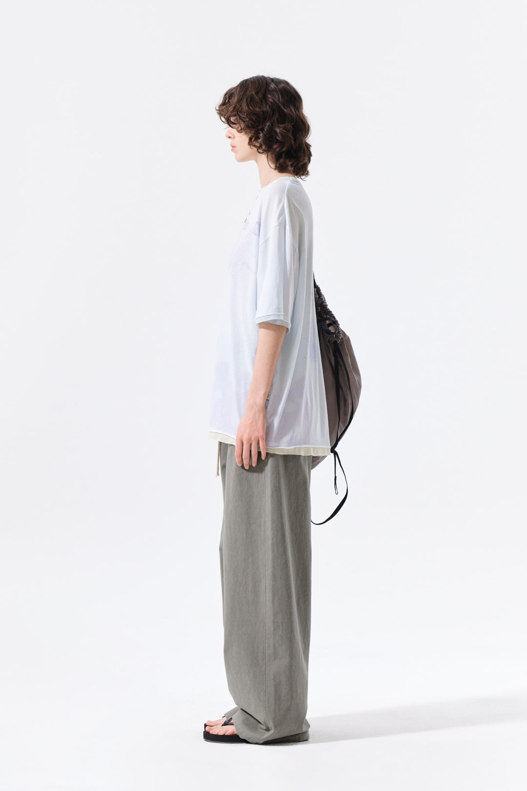 Matin Kim Sketch Graffiti Over Fit Top — Light Blue
