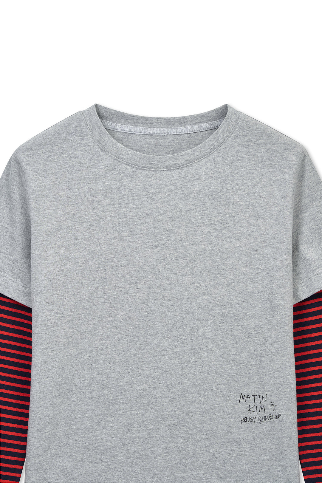 Matin Kim Graffiti Logo Stripe Layered Top — Gray