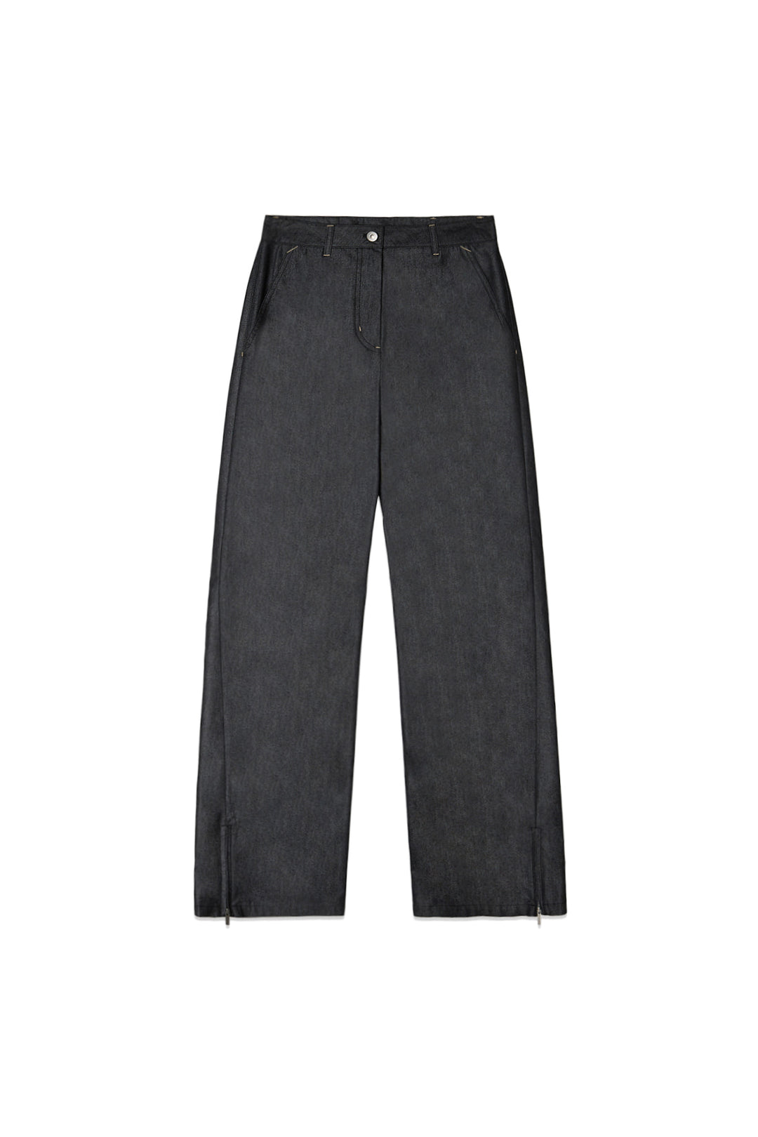Matin Kim Back Tuck Detail Denim Pants — Black