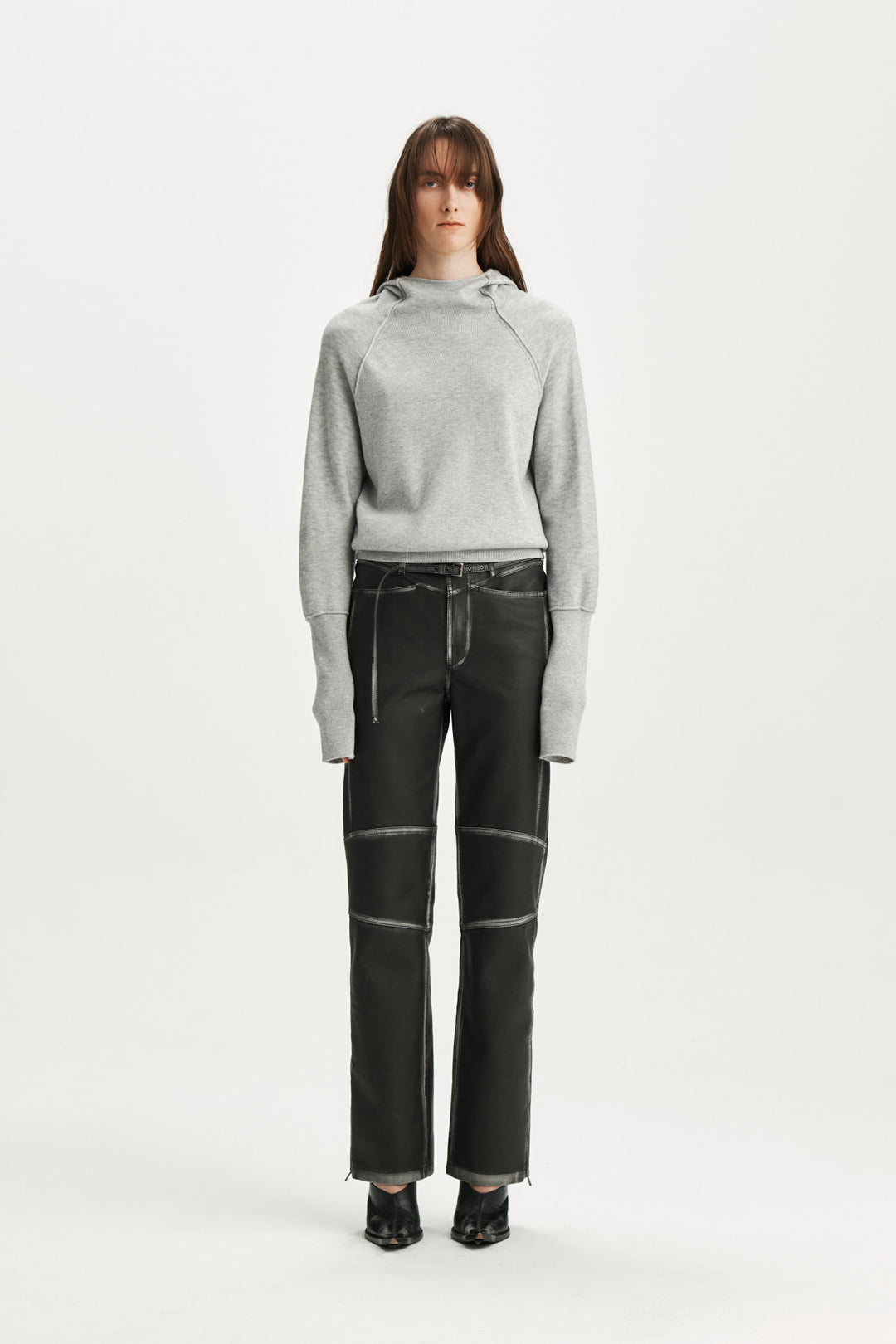 KIMMATIN Belted Vintage Faux Leather Pants — Black