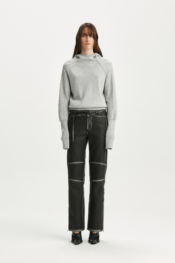 KIMMATIN Belted Vintage Faux Leather Pants — Black