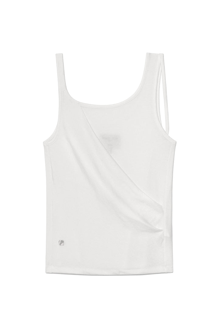 Matin Kim Unbalance Tuck Sleeveless Top — White