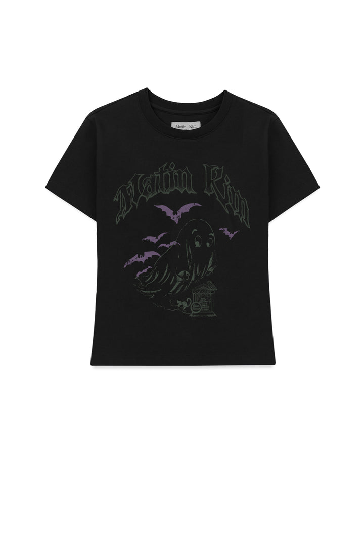 Matin Kim Ghost Artwork Crop Top — Black