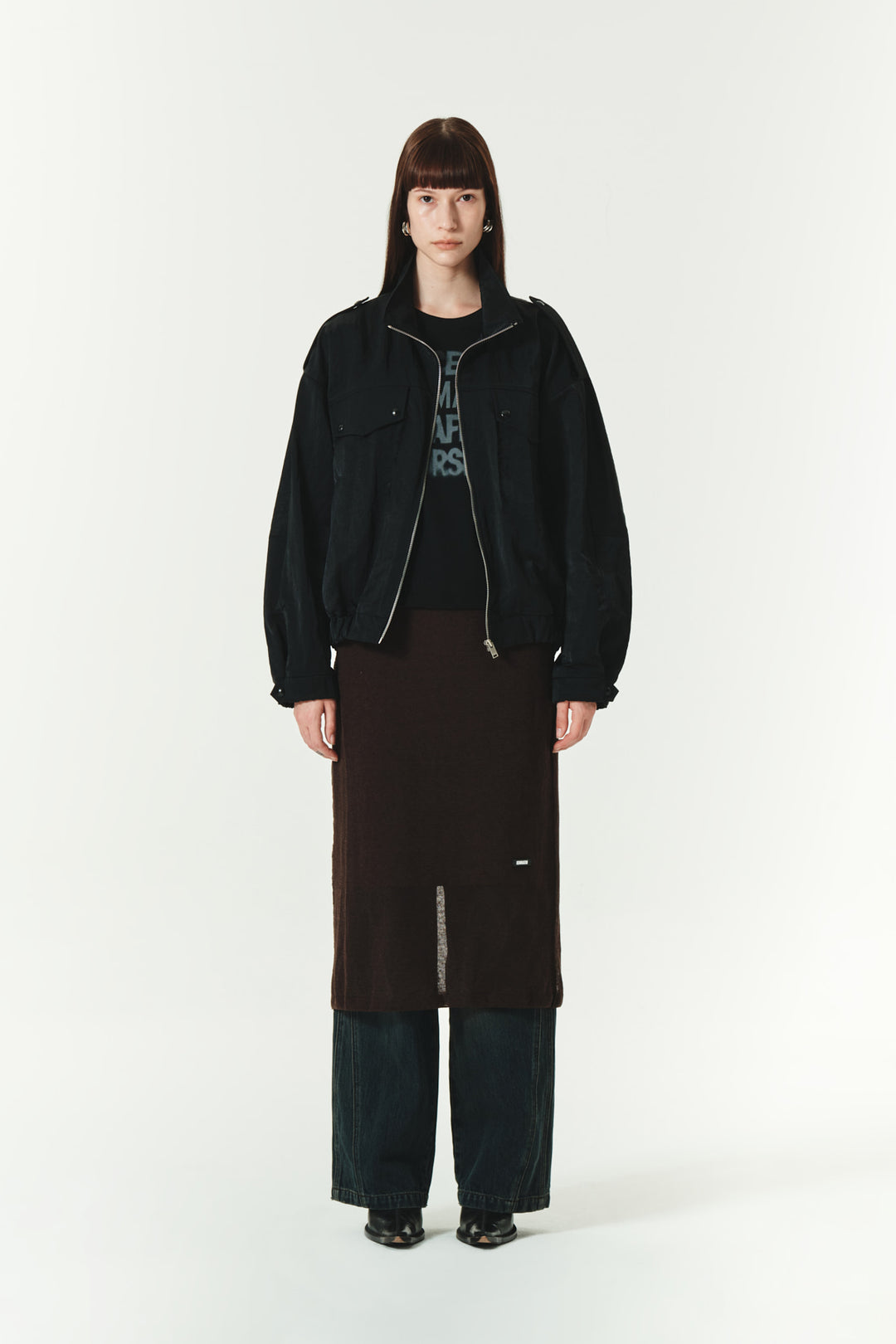 KIMMATIN High Neck Nylon Jumper — Black