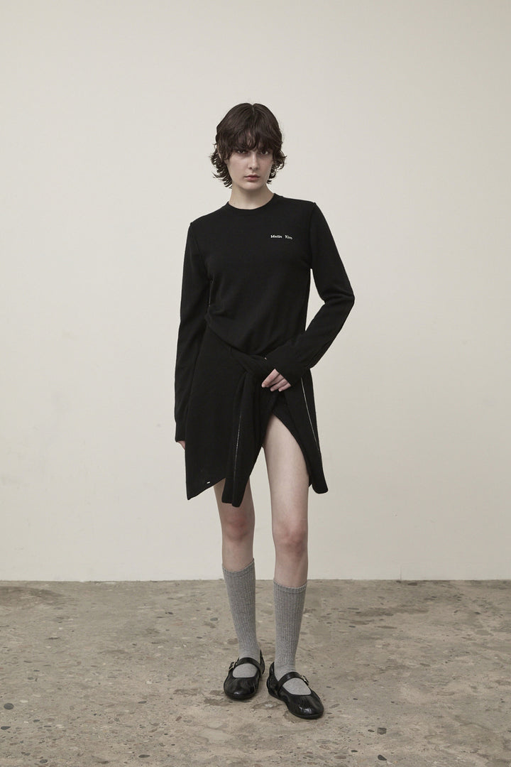 Matin Kim Cashmere Blended Round Knit Cardigan — Black