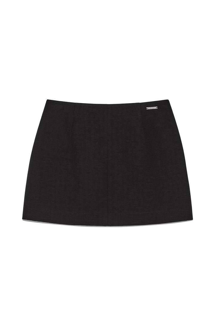Matin Kim Stripe Herringbone Wrap Mini Skirt — Black