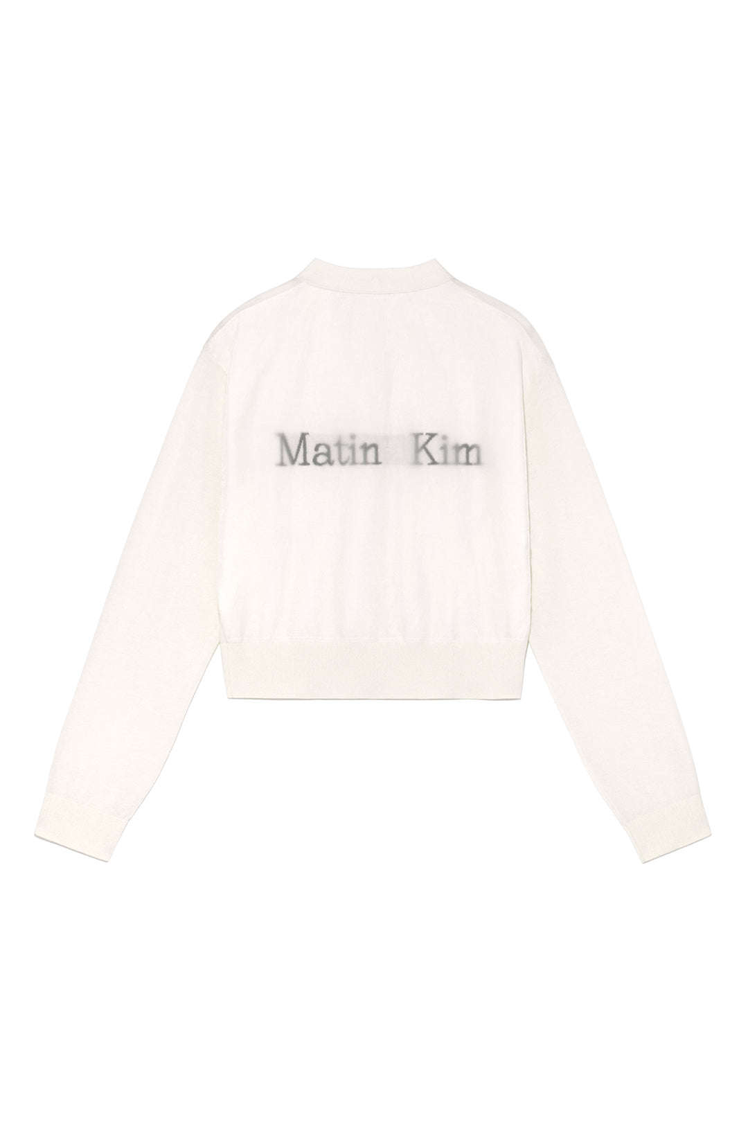 Matin Kim Back Logo See-Through Cardigan — Ivory