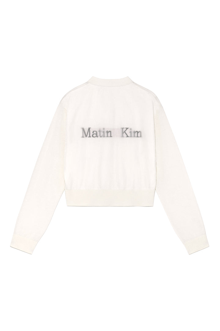 Matin Kim Back Logo See-Through Cardigan — Ivory
