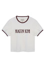 Matin Kim Stud Logo Ringer Top — White