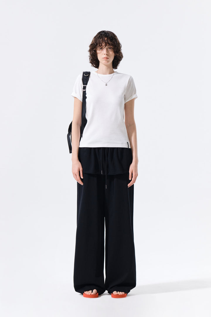 Matin Kim Layered Skirt Jersey Pants — Black