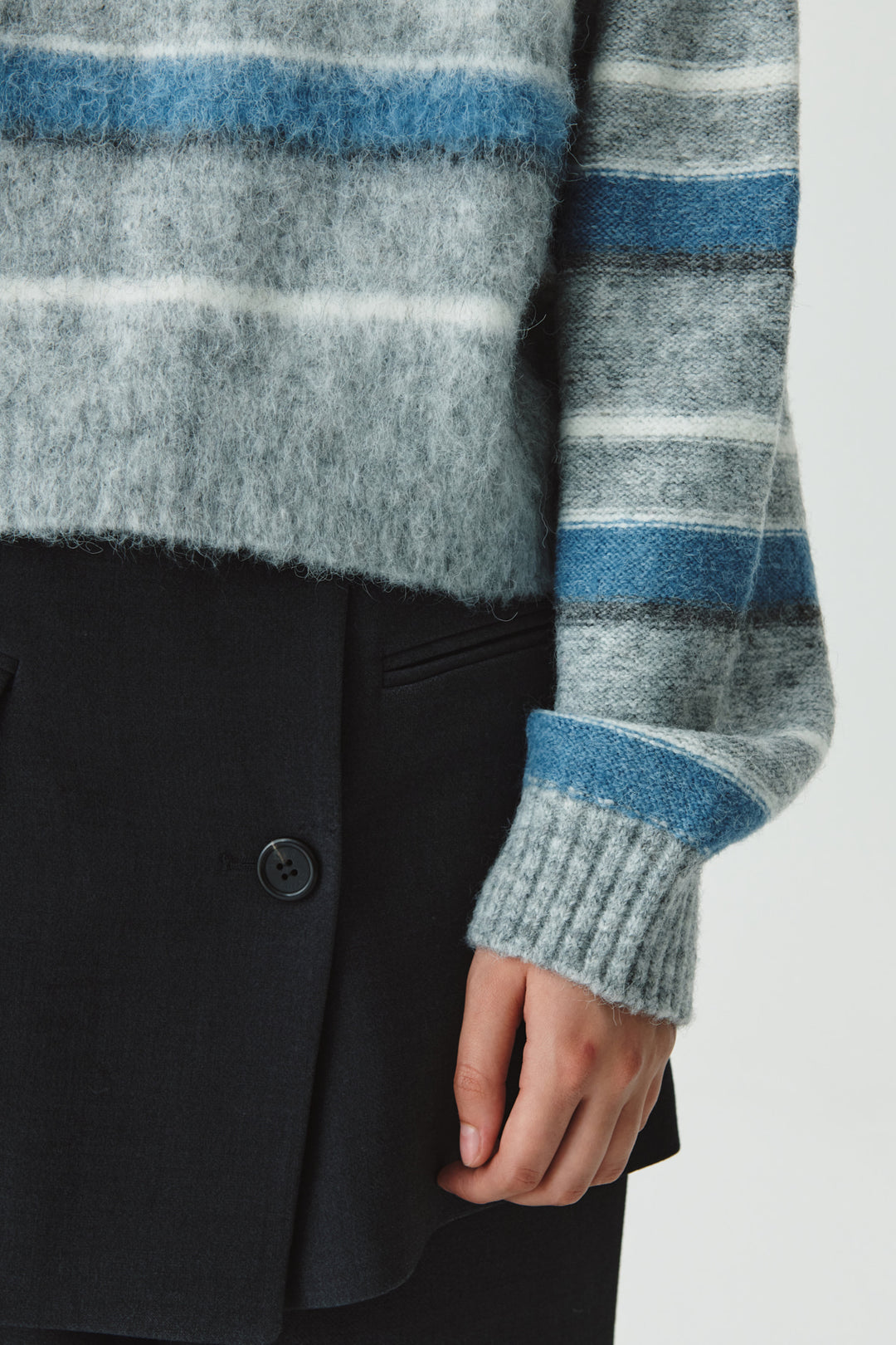 KIMMATIN Multi Stripe Mohair Knit Pullover — Gray