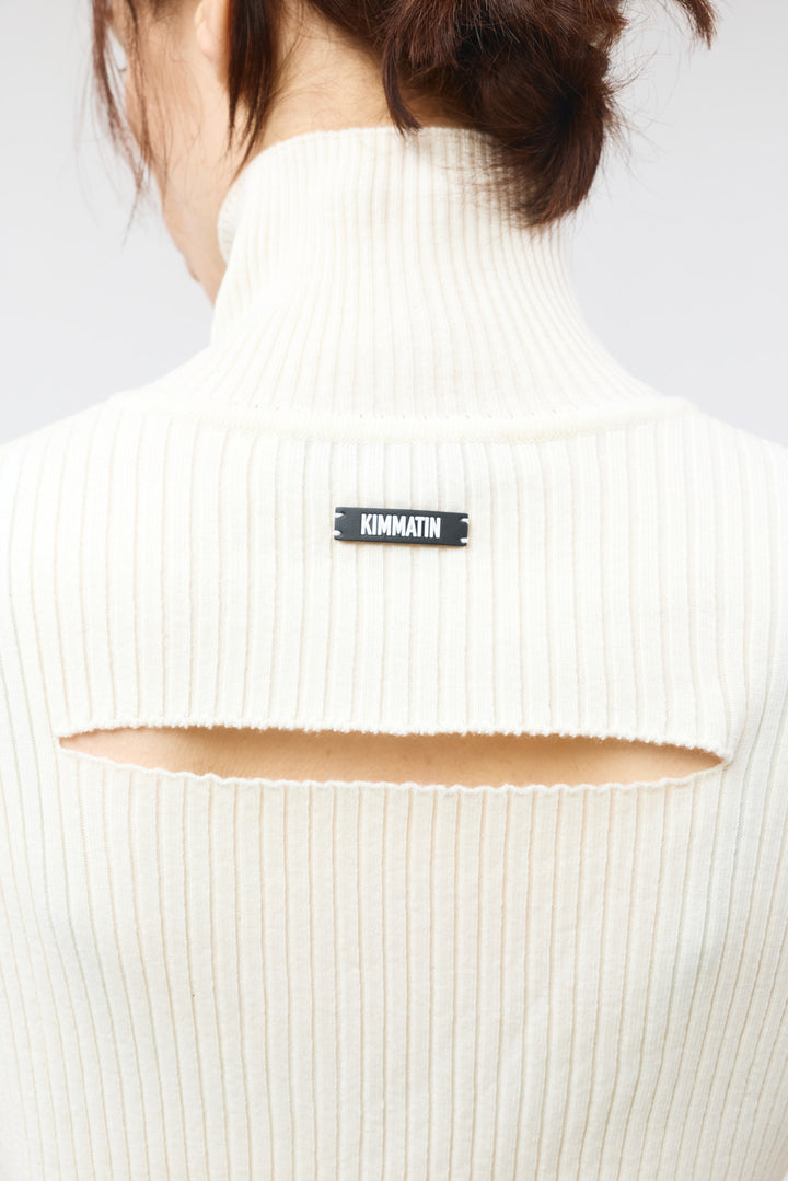 KIMMATIN High Neck Two Way Zip Cardigan — Ivory