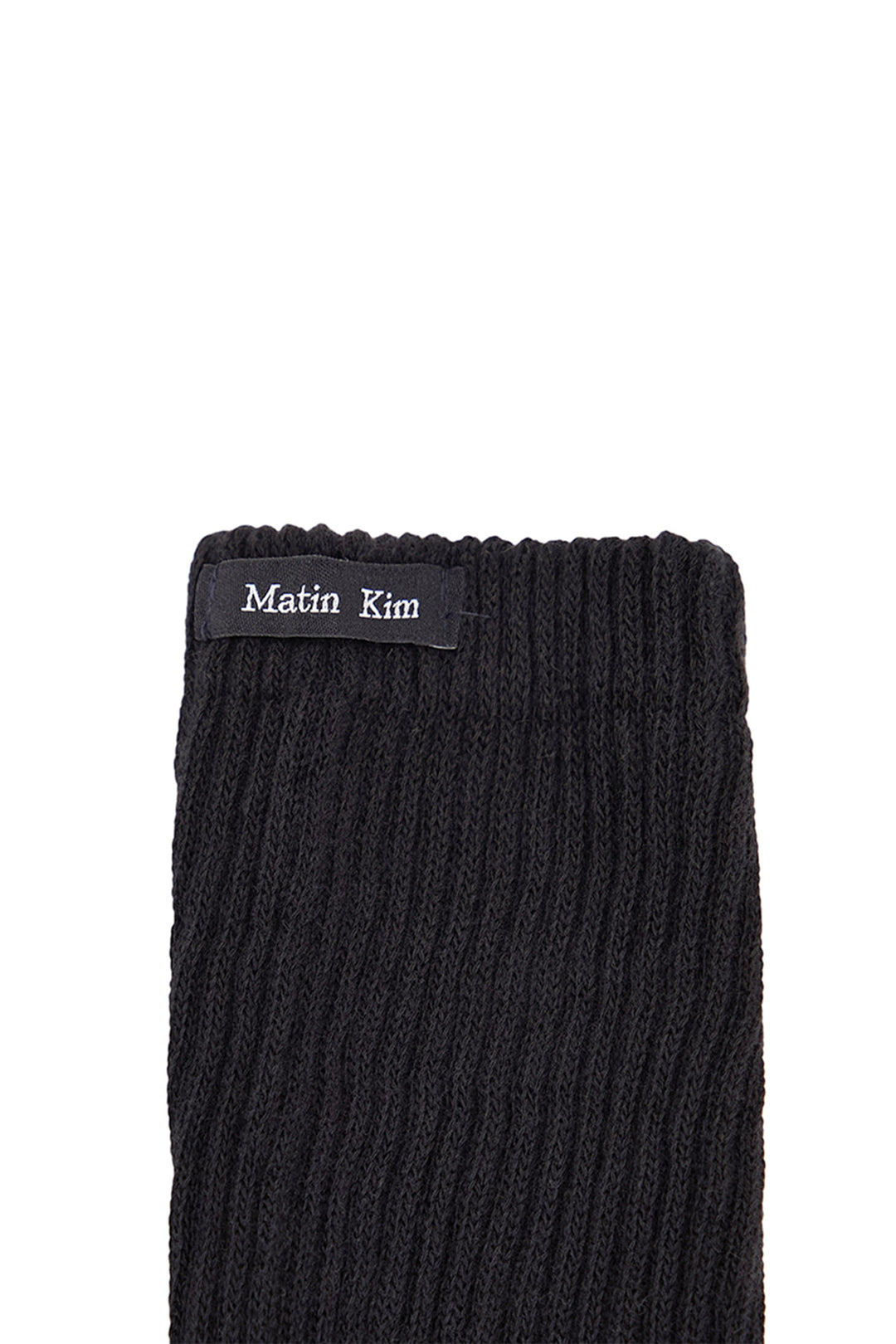 Matin Kim Small Logo Point Ribbed Socks — Black