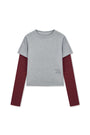 Matin Kim Graffiti Logo Stripe Layered Top — Gray