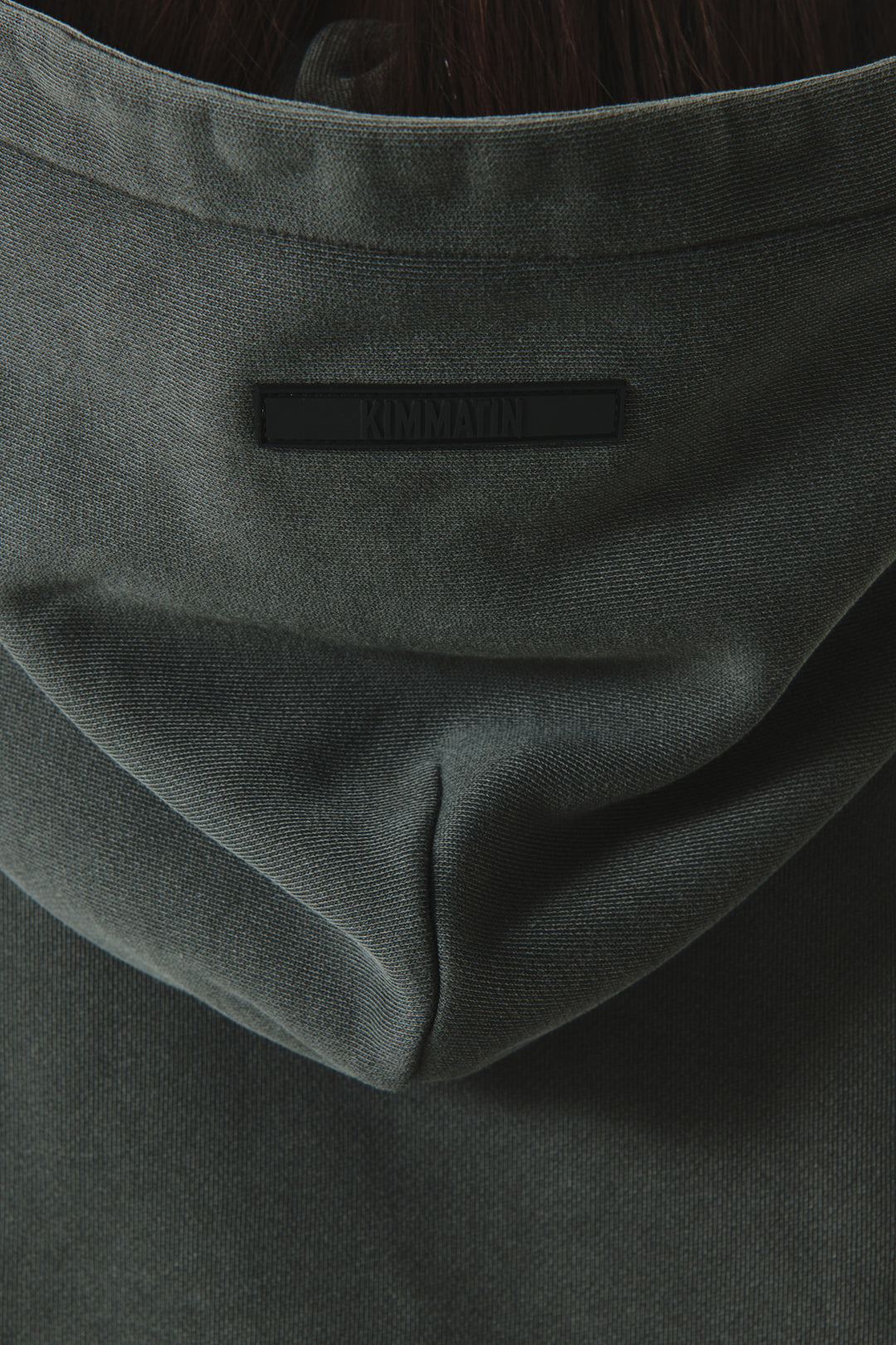 KIMMATIN Logo Point Pigment Dyed Hoodie — Charcoal
