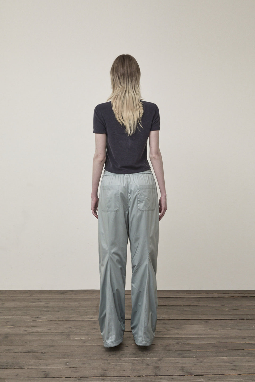 Matin Kim Logo Point Terry Crop Top — Navy blue