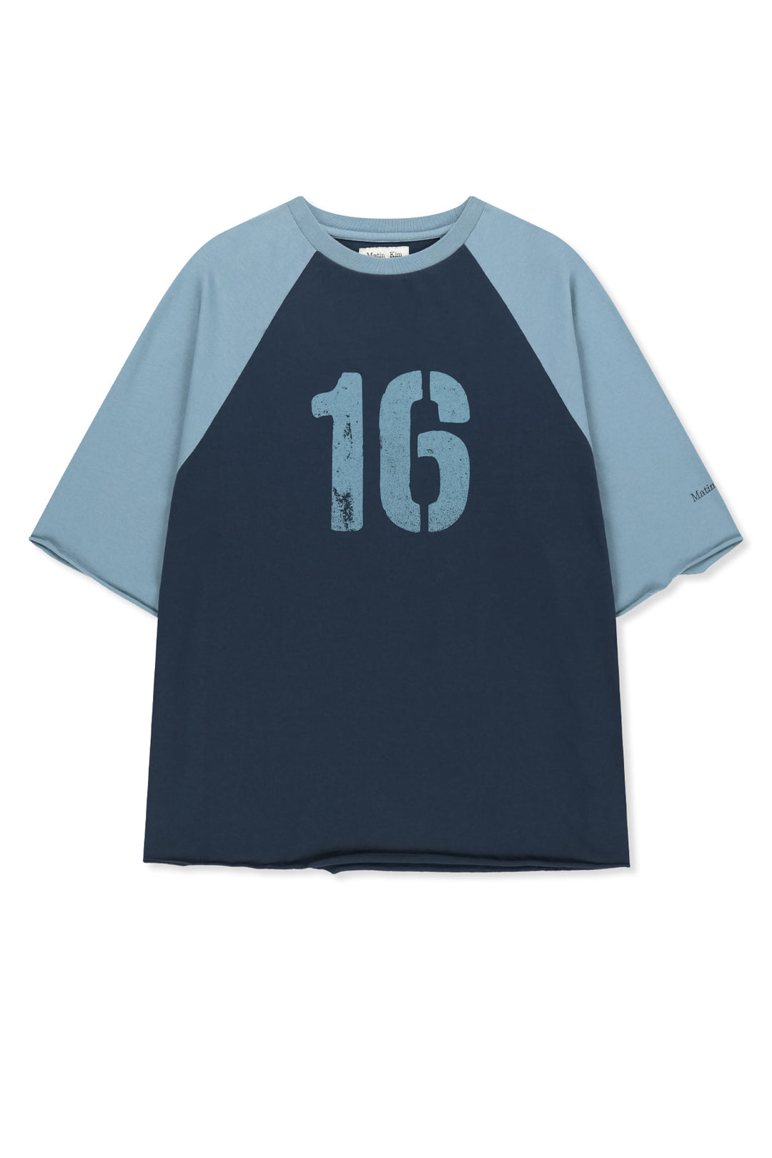 Matin Kim Raw Edge Raglan Top — Navy blue