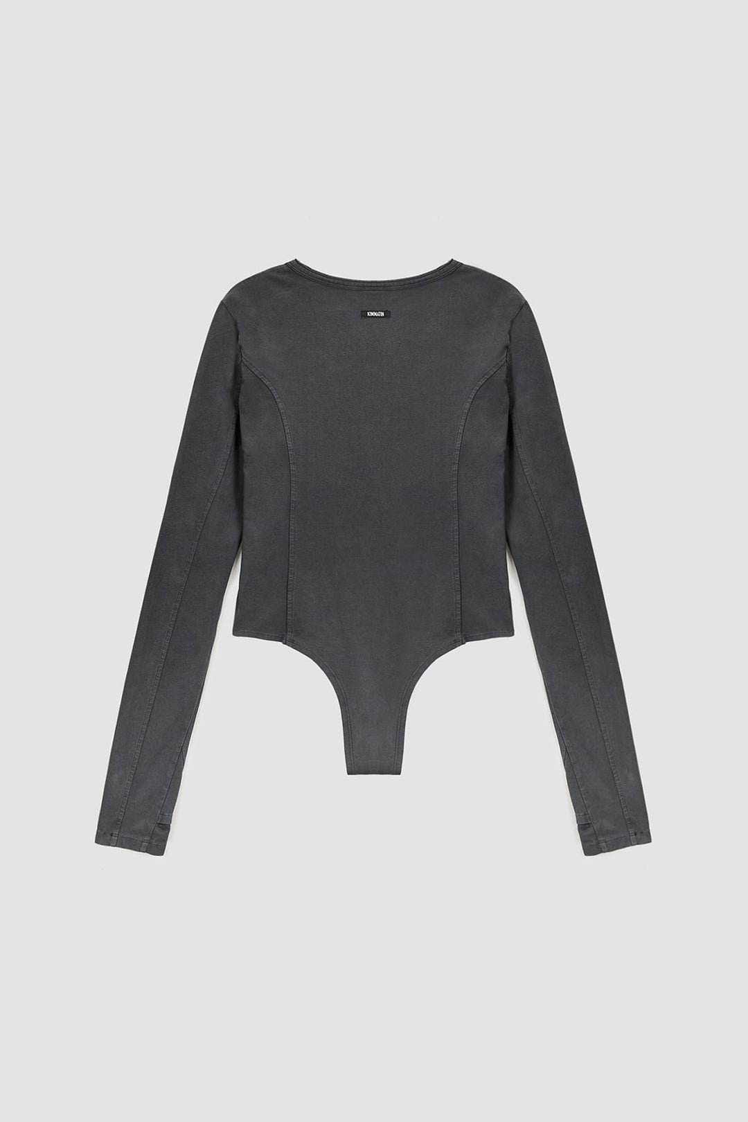 KIMMATIN Raw Cut Bodysuit Top — Charcoal