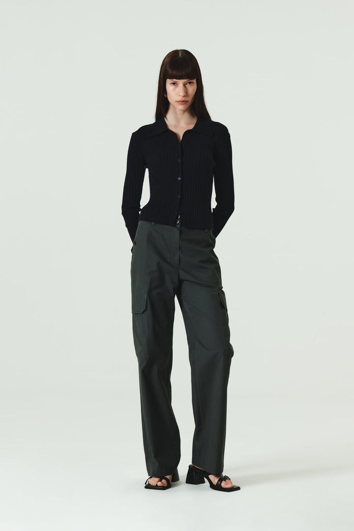KIMMATIN Banding Straight Cargo Pants — Gray