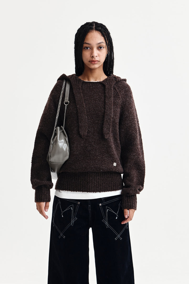 Matin Kim Muffler Point Hoody Pullover — Brown