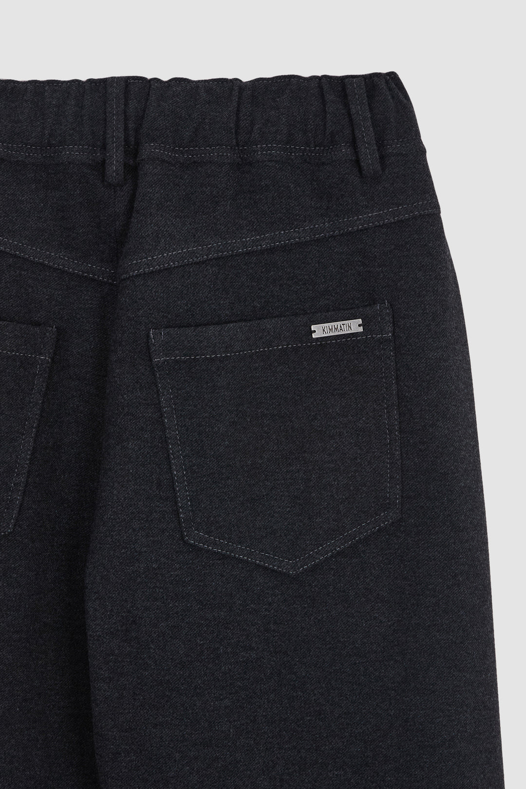KIMMATIN Blended Wool Curved Banding Pants — Charcoal