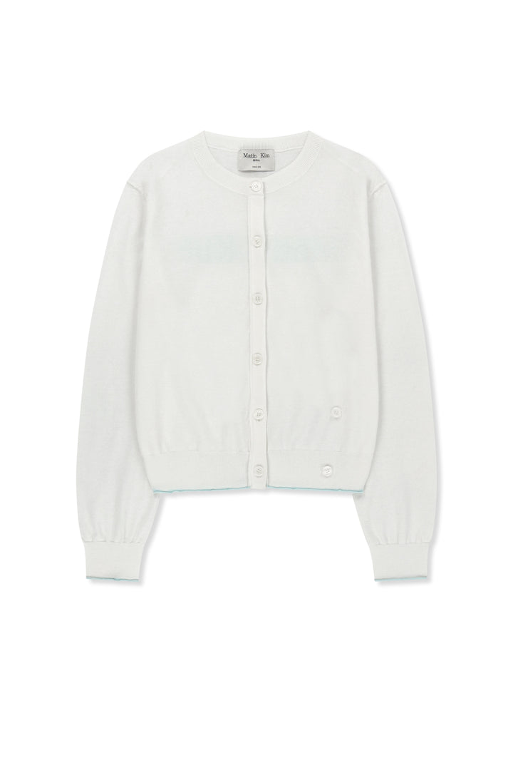 Matin Kim Back Logo Sheer Cardigan — White