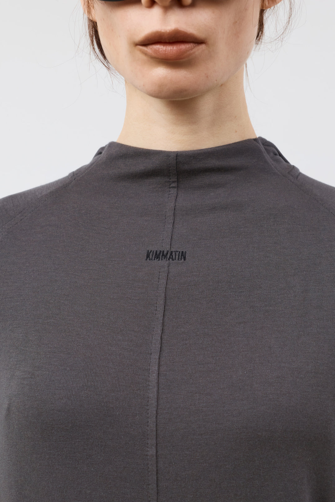 KIMMATIN Slim Hoody Jersey Top — Charcoal