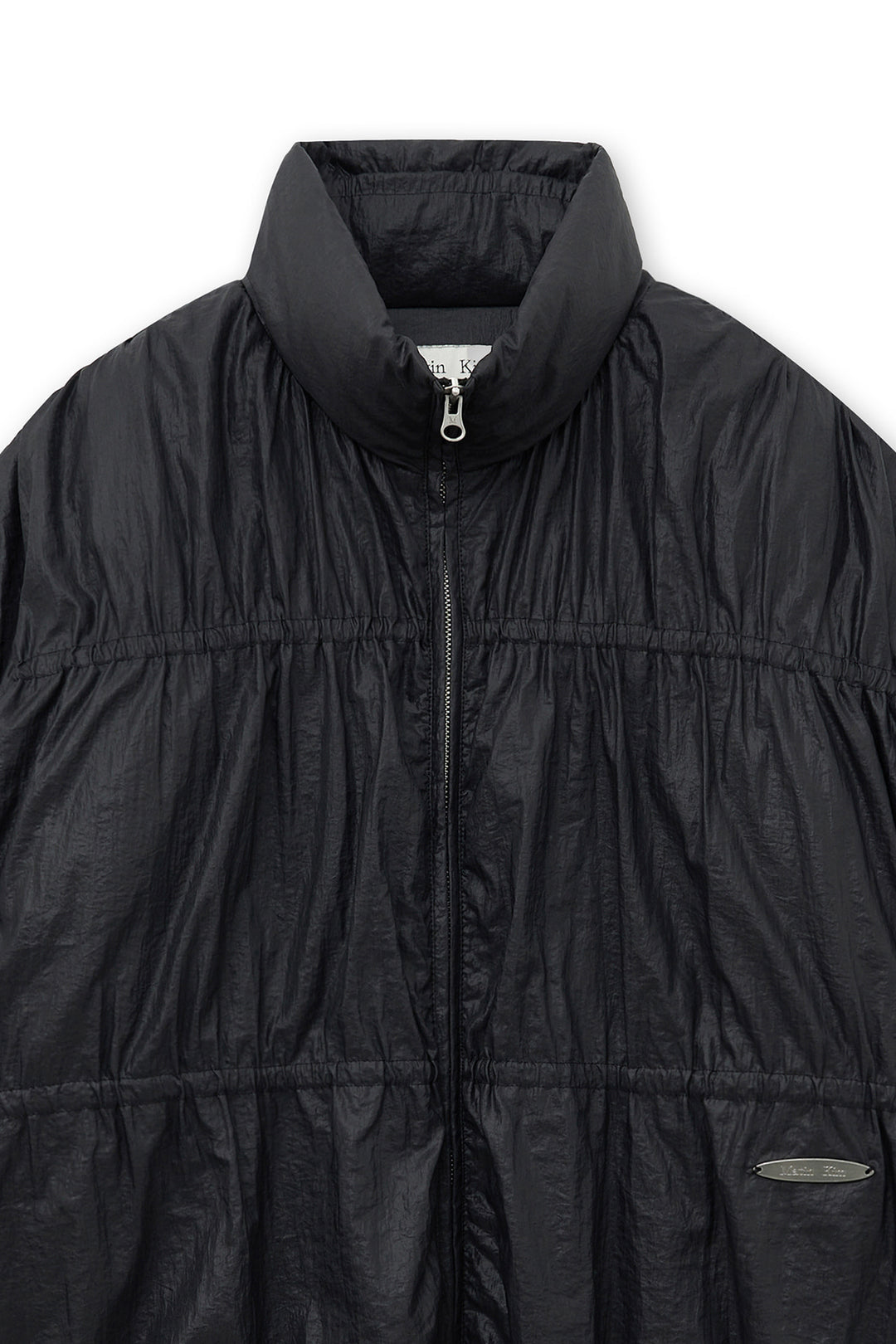 Matin Kim High Neck Shirring Down Jumper — Black