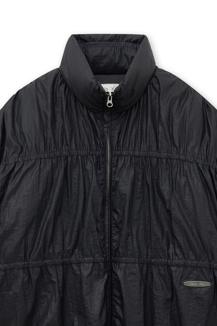 Matin Kim High Neck Shirring Down Jumper — Black