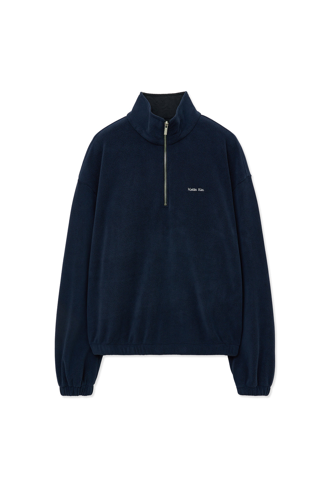 Matin Kim Sherpa Fleece Half-Zip Top — Navy blue