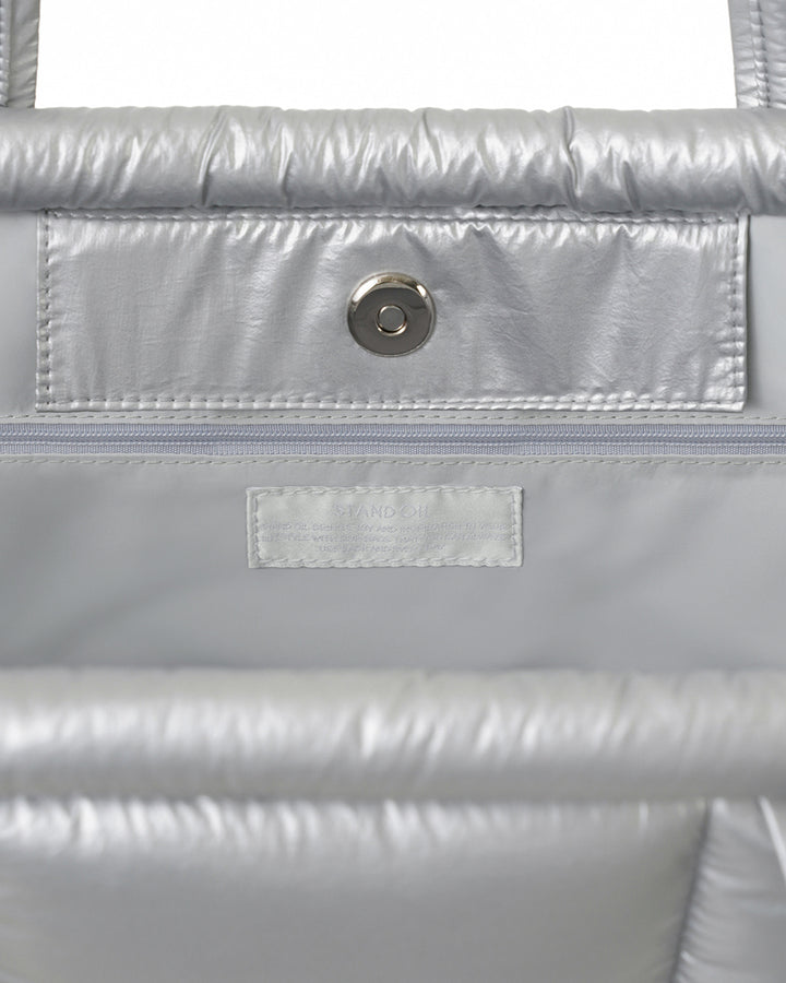 Stand Oil Bubble Bag — Padded Oblong Crossbody — Silver