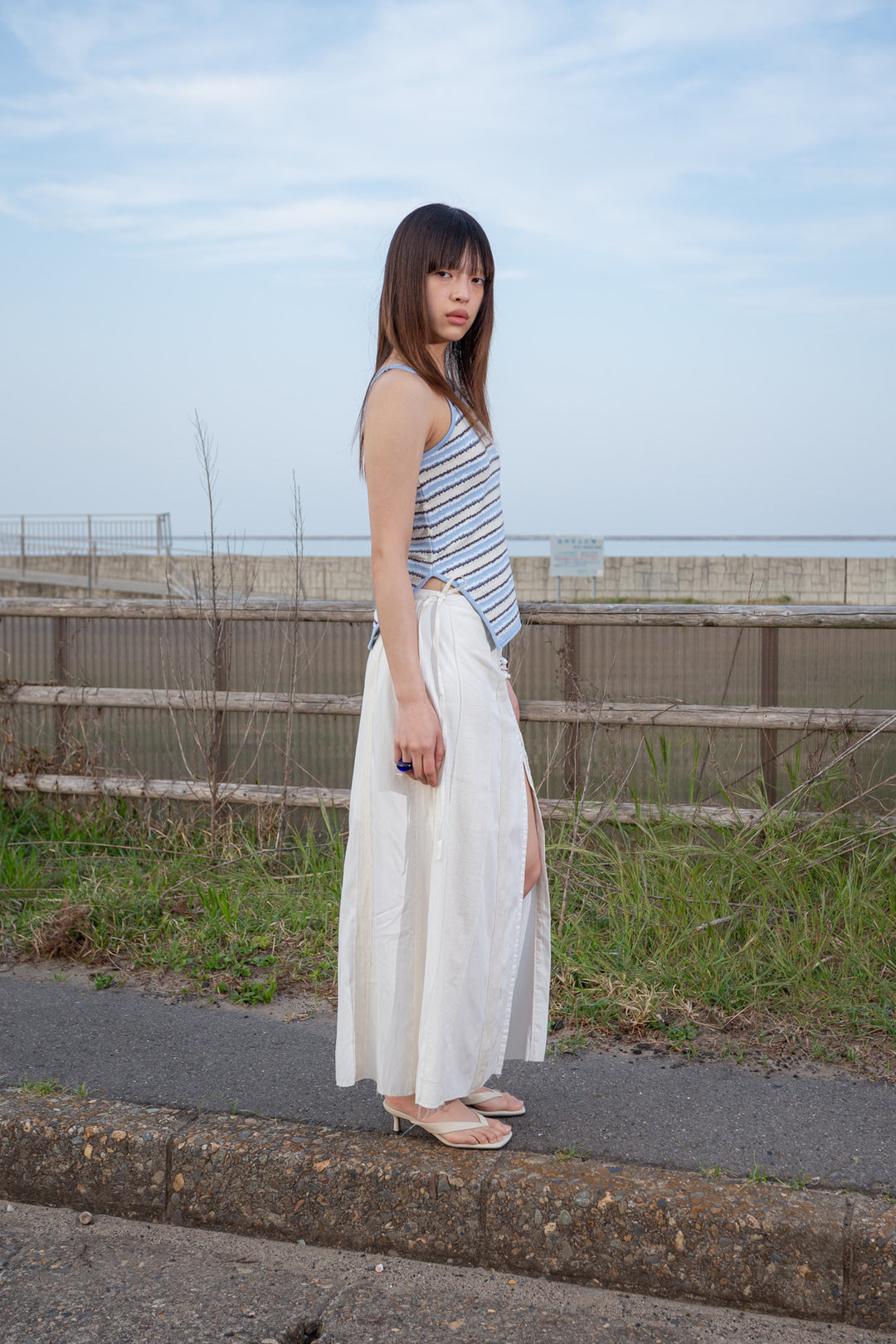 Matin Kim Multi Stripe Sleeveless Knit Top — Blue