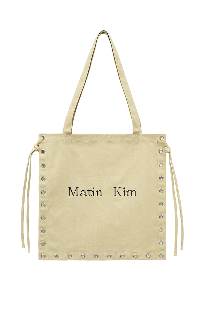 Matin Kim Eyelet Logo Canvas Ecobag — Beige