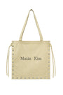 Matin Kim Eyelet Logo Canvas Ecobag — Beige
