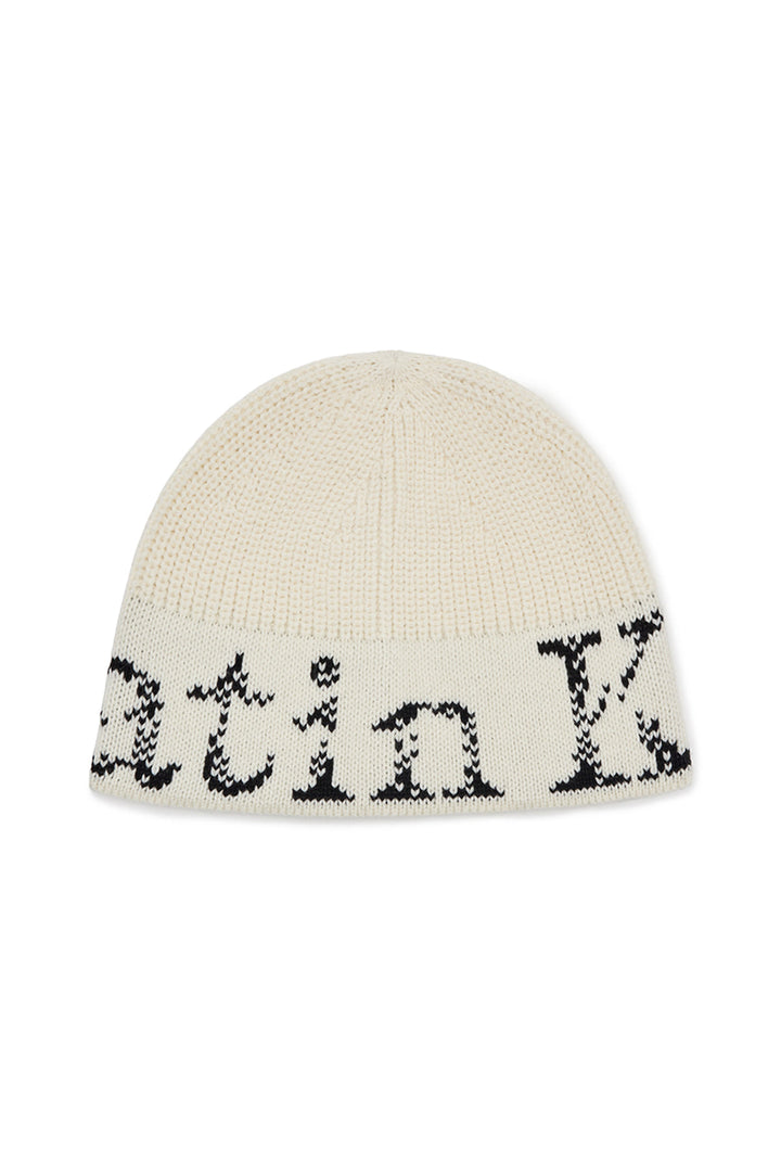Matin Kim Cracked Logo Bucket Beanie — Ivory