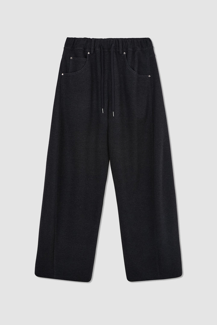 KIMMATIN Blended Wool Curved Banding Pants — Charcoal