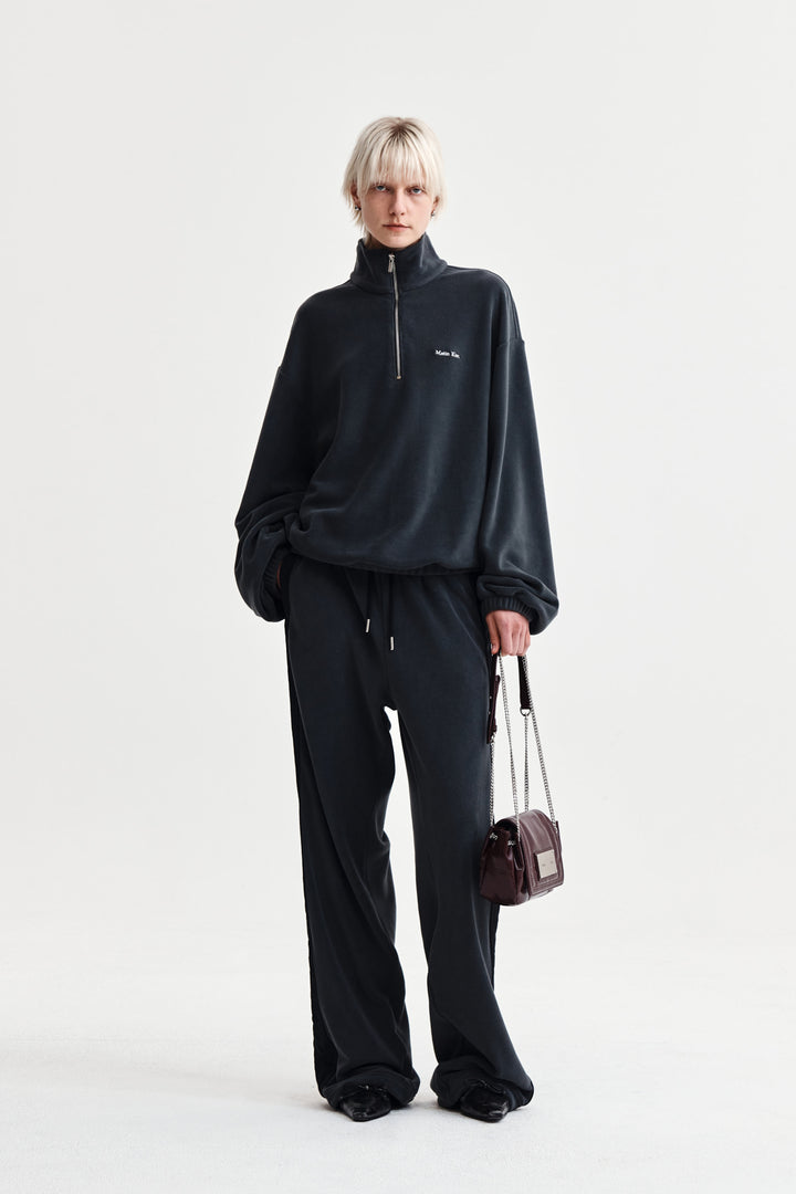 Matin Kim Sherpa Fleece Drawstring Pants — Charcoal