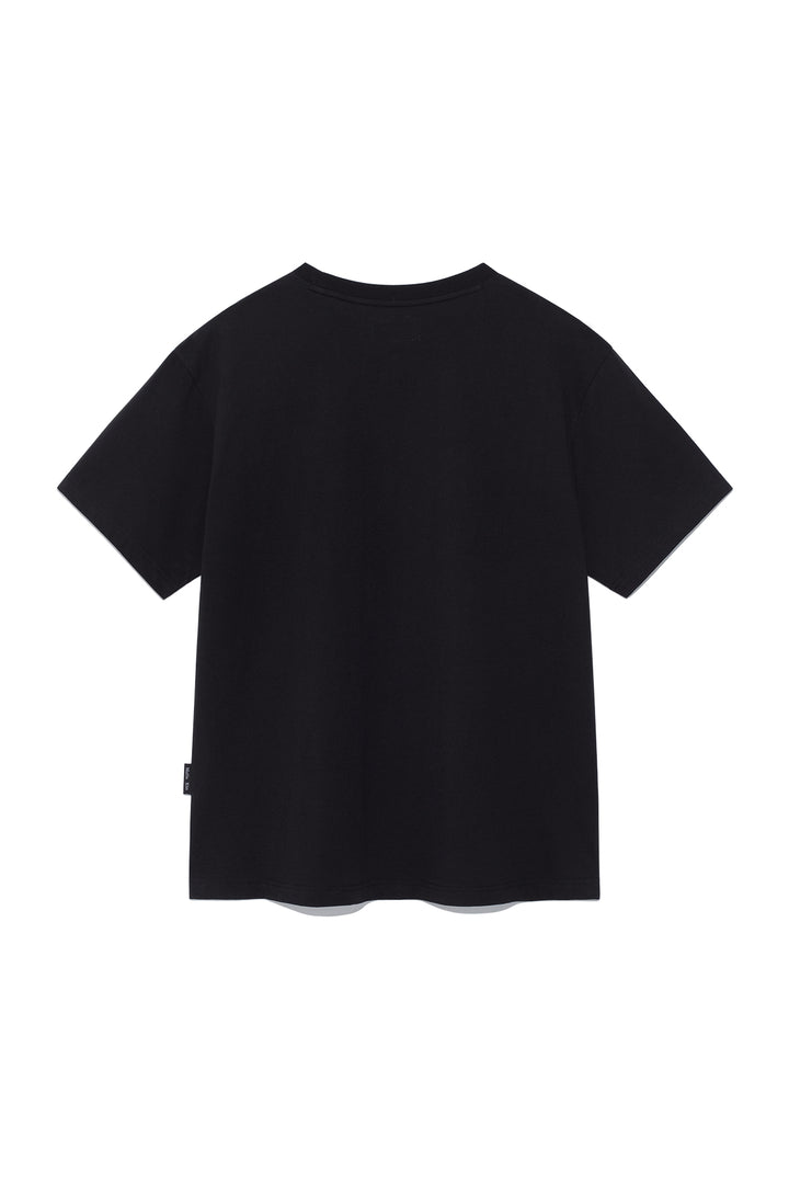 Matin Kim Embroidery Small Logo Oversize Top — Black