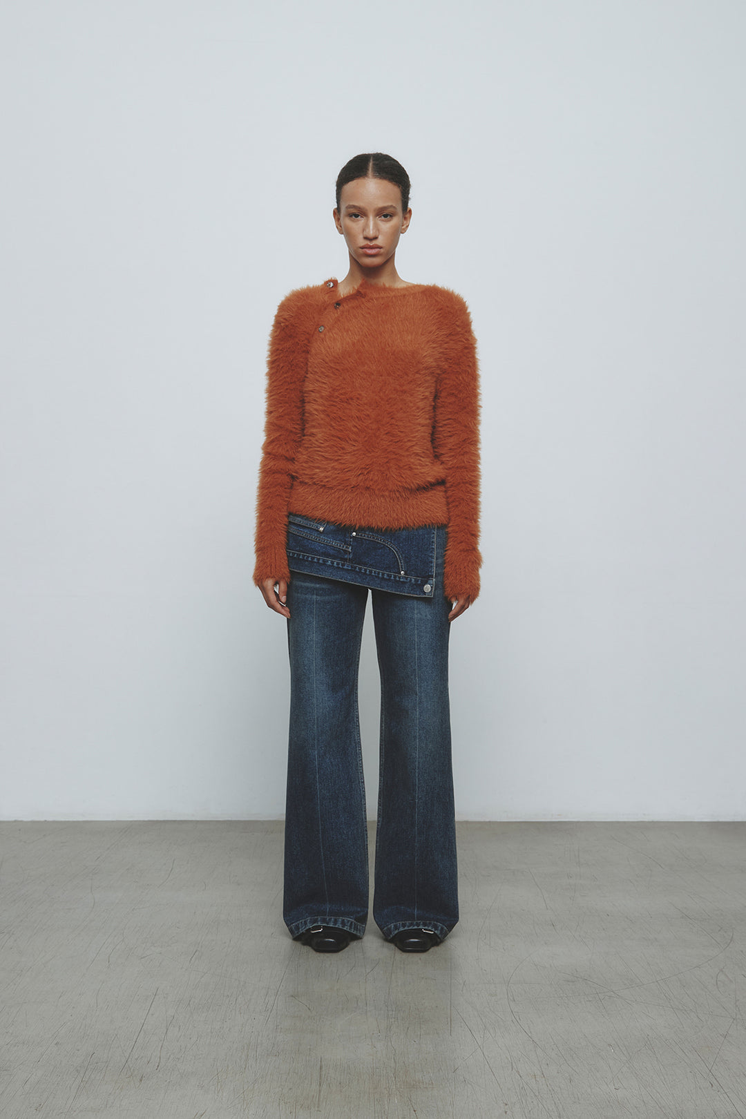 KIMMATIN Two Way Hairy Cardigan — Camel