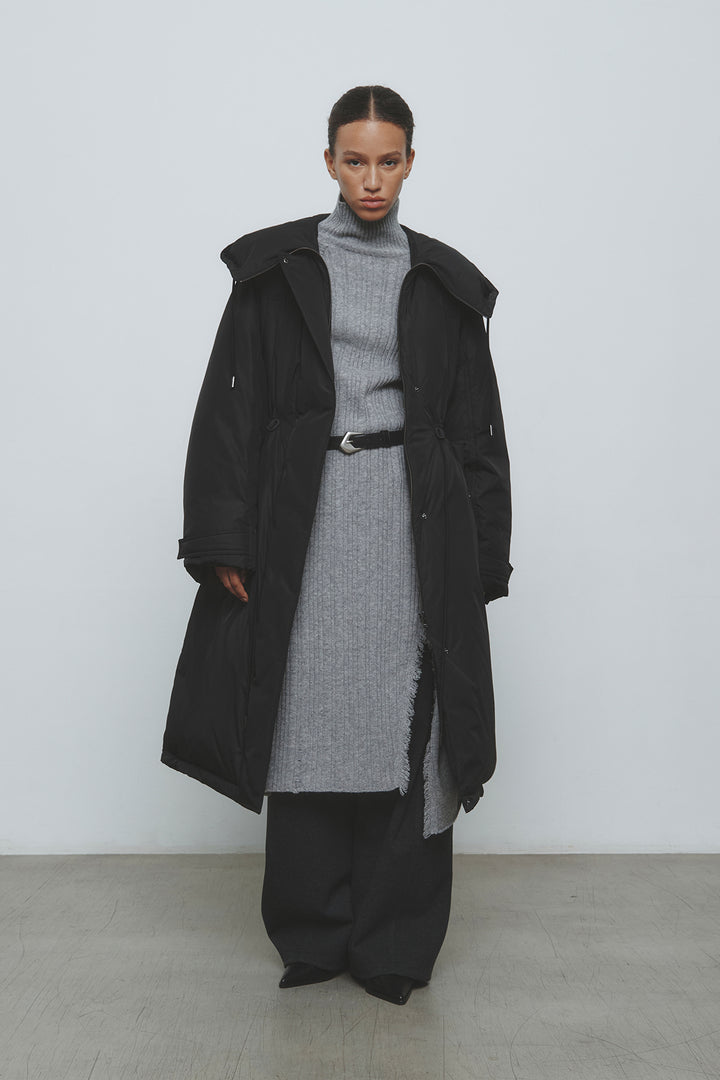 KIMMATIN Draw String Long Down Jumper — Black