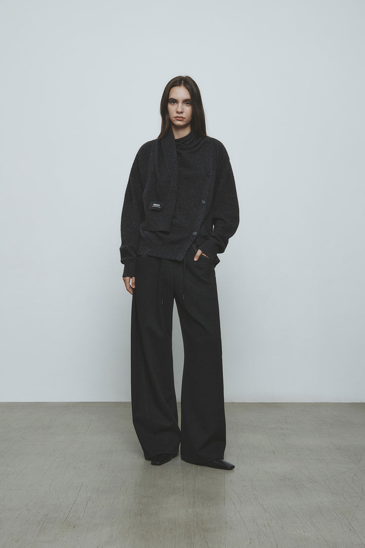 KIMMATIN Muffler Cardigan — Charcoal