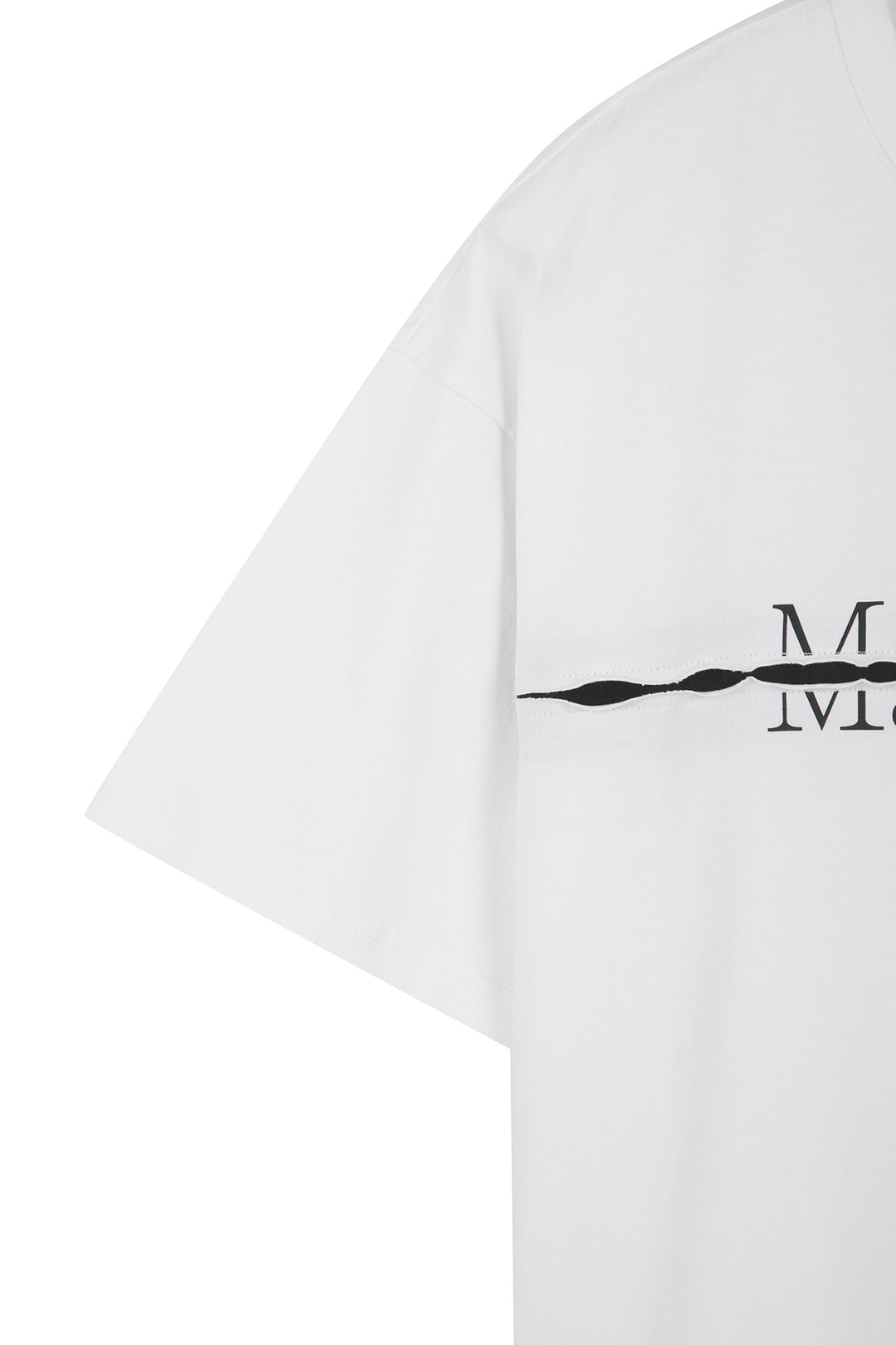 Matin Kim Logo Cutted Layered Top — White
