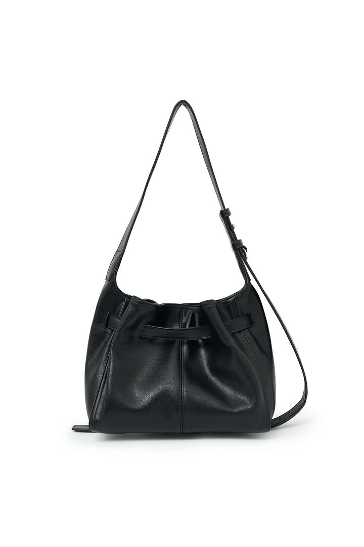 Matin Kim Belted Volunn Small Bucket Bag — Black