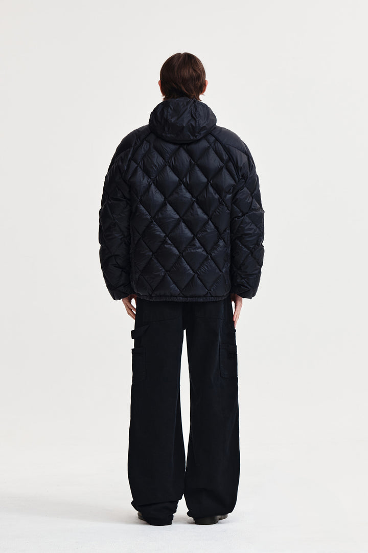Matin Kim Quilting Hoody Lightweight Jumper — Black