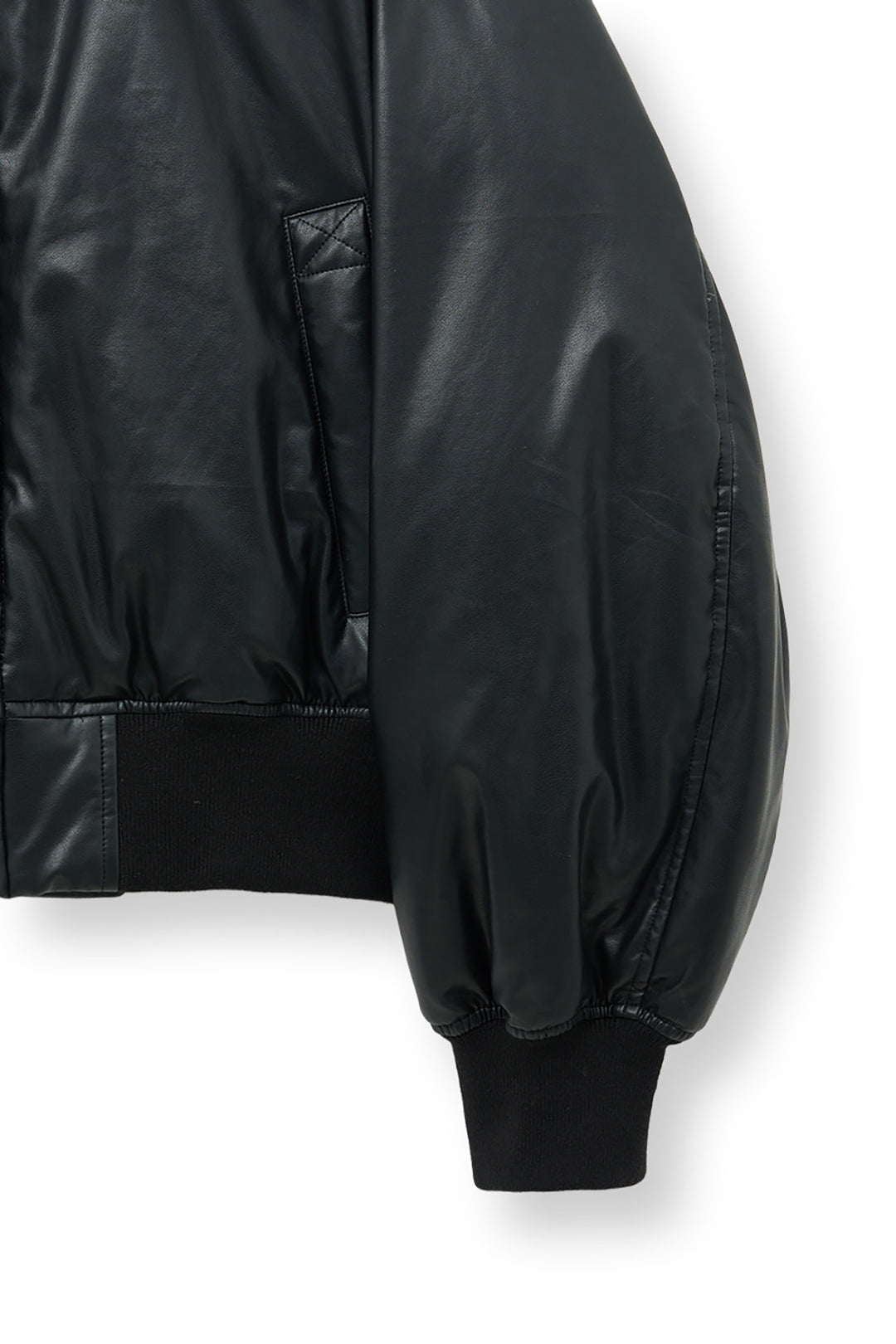 Matin Kim Faux Leather Down Jumper — Black